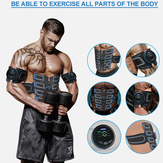 EMS Abdominal Muscle Stimulation Trainer USB Rechargeable Slimming Massager + 3 Controller ABS Abdominal Massage