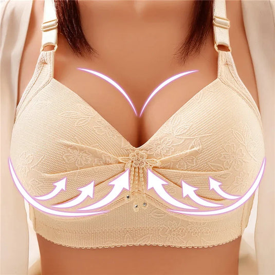 Push Up Bras for Women Large Size Full Cup Adjustment Wireless Lace Seamless Bralette Tops Big Breast Seamless Underwear