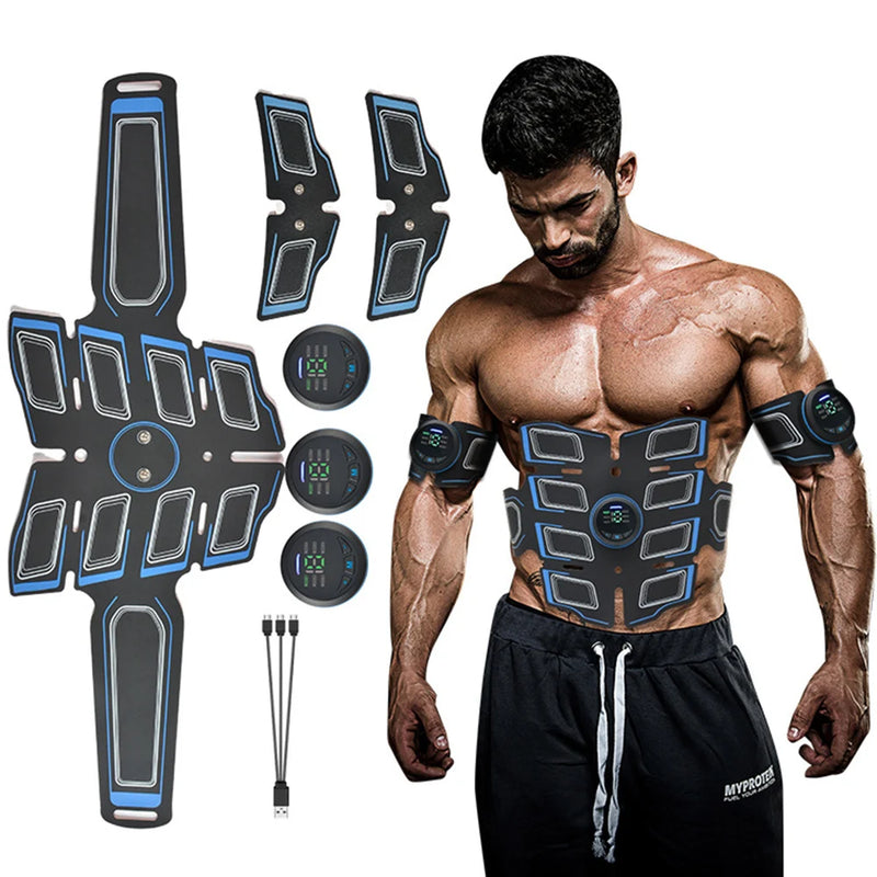 Load image into Gallery viewer, EMS Abdominal Muscle Stimulation Trainer USB Rechargeable Slimming Massager + 3 Controller ABS Abdominal Massage
