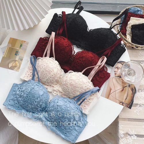 Lace Floral Sexy Lingerie Adjustable Push Up Bras Comfortable Wireless Bralette Intimates Underwear Brassiere Women